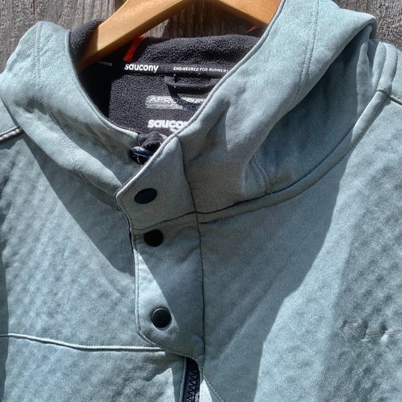 SAUCONY GRAY AEROSPACER FLEECE RUNNERS HOODY XL - Picture 2 of 6